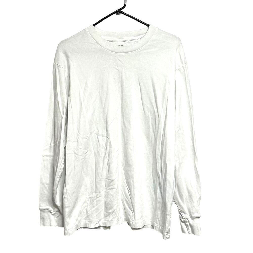 UNIQLO Men's Basic White Long Sleeve Top Sz XL Soft 100% Cotton Everyday‎ Layer